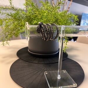 Black & Silver Beaded Wrap Bracelet